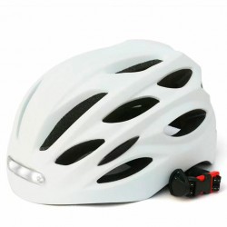 Bicycle helmet with led light - M White