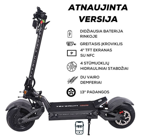 TEVERUN FIGHTER SUPREME 7260R 60Ah electric scooter | UPDATED Version 2024 (2nd Gen) | with APP and SMART BMS