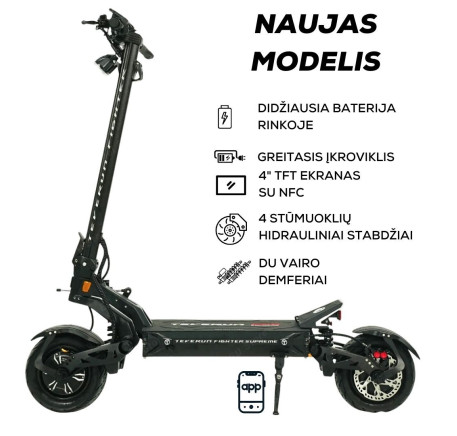 TEVERUN FIGHTER SUPREME 7260R 60Ah electric scooter | UPDATED Version 2024 (2nd Gen) | with APP and SMART BMS