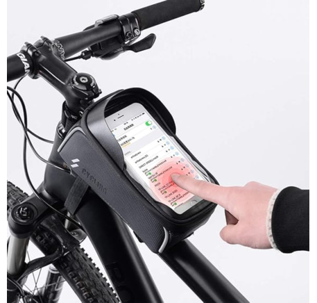 Phone holder/bag on the bike frame