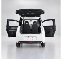 RIDE-E LUMA White — open doors and luggage access (AI studio visual)