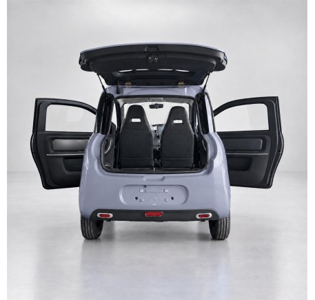 RIDE-E LUMA Grey — open doors and luggage access (AI studio visual)