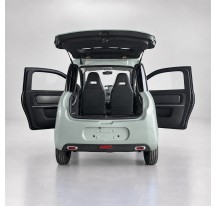 RIDE-E LUMA Mint grey — open doors and luggage access (AI studio visual)