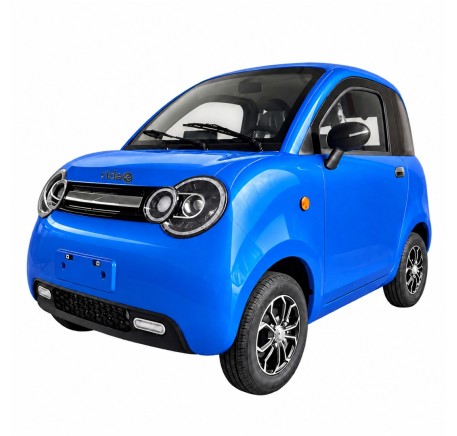 Blue RIDE-E LUMA with RIDE-E hood logo — white background