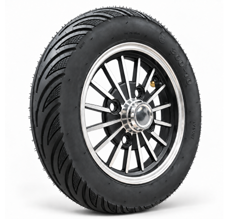 Rear left-side wheel rim with tire for the RIDE-E M20R / M20R PRO electric tricycle (14")